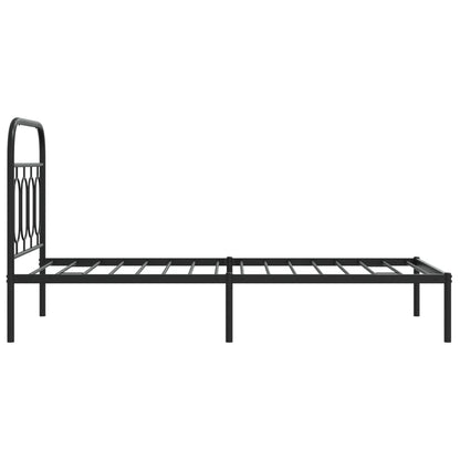 Metal Bed Frame with Headboard Black 80x200 cm