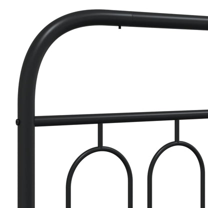 Metal Bed Frame with Headboard Black 80x200 cm