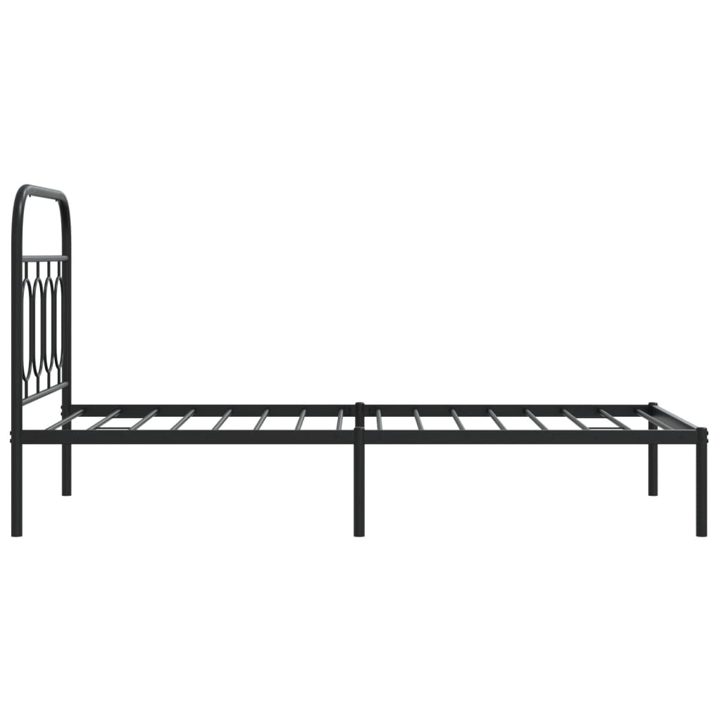 Metal Bed Frame with Headboard Black 90x190 cm Single