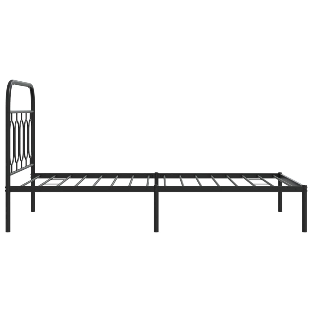 Metal Bed Frame with Headboard Black 100x190 cm