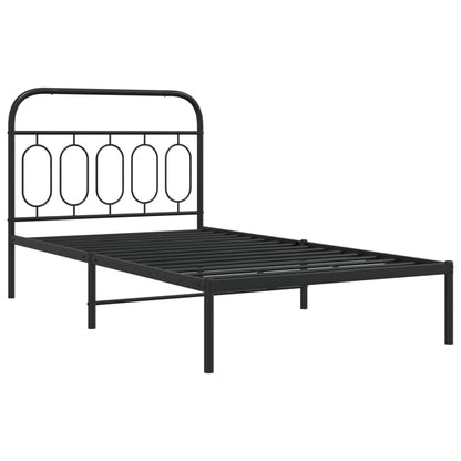 Metal Bed Frame with Headboard Black 100x200 cm