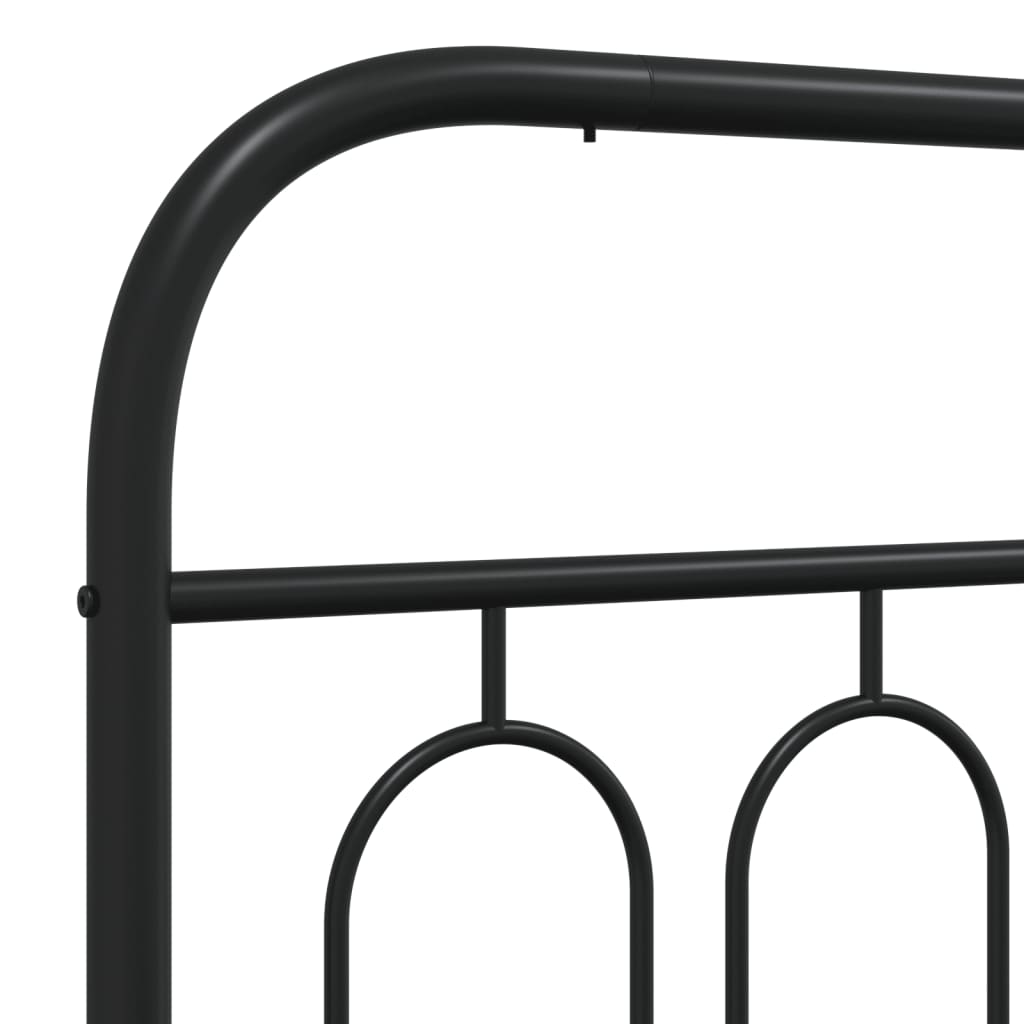 Metal Bed Frame with Headboard Black 100x200 cm