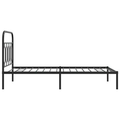 Metal Bed Frame with Headboard Black 107x203 cm