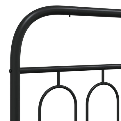 Metal Bed Frame with Headboard Black 107x203 cm