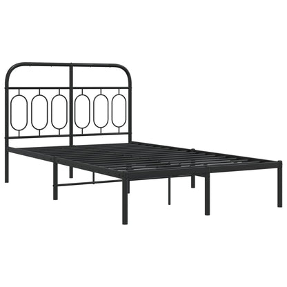 Metal Bed Frame with Headboard Black 120x190 cm Small Double