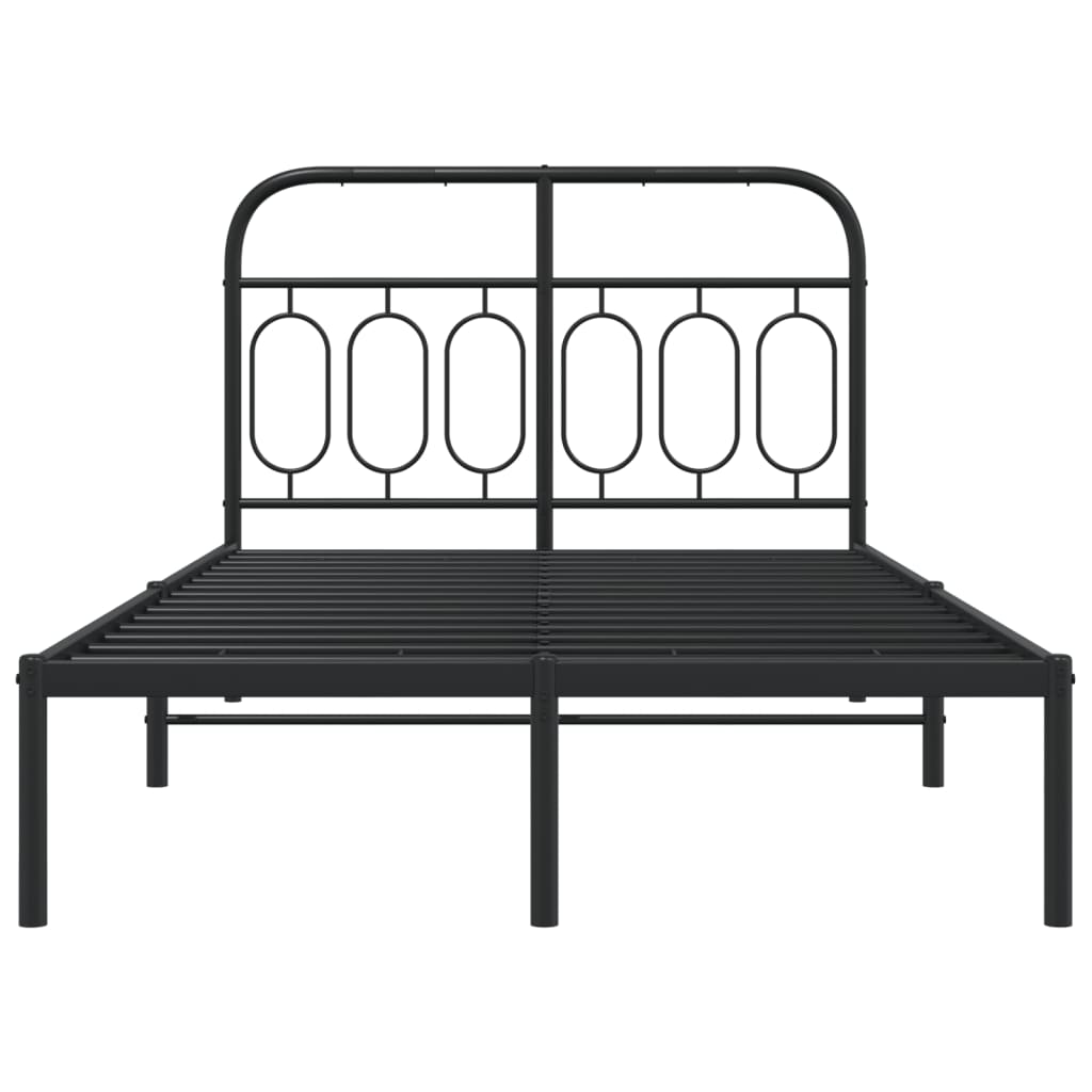 Metal Bed Frame with Headboard Black 120x190 cm Small Double