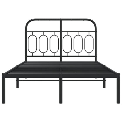 Metal Bed Frame with Headboard Black 120x190 cm Small Double