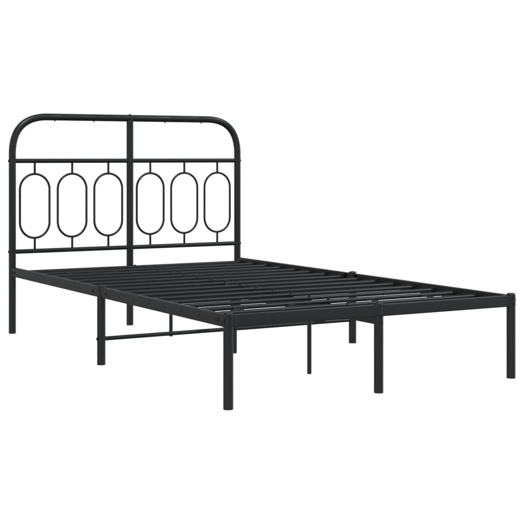 Metal Bed Frame with Headboard Black 120x200 cm