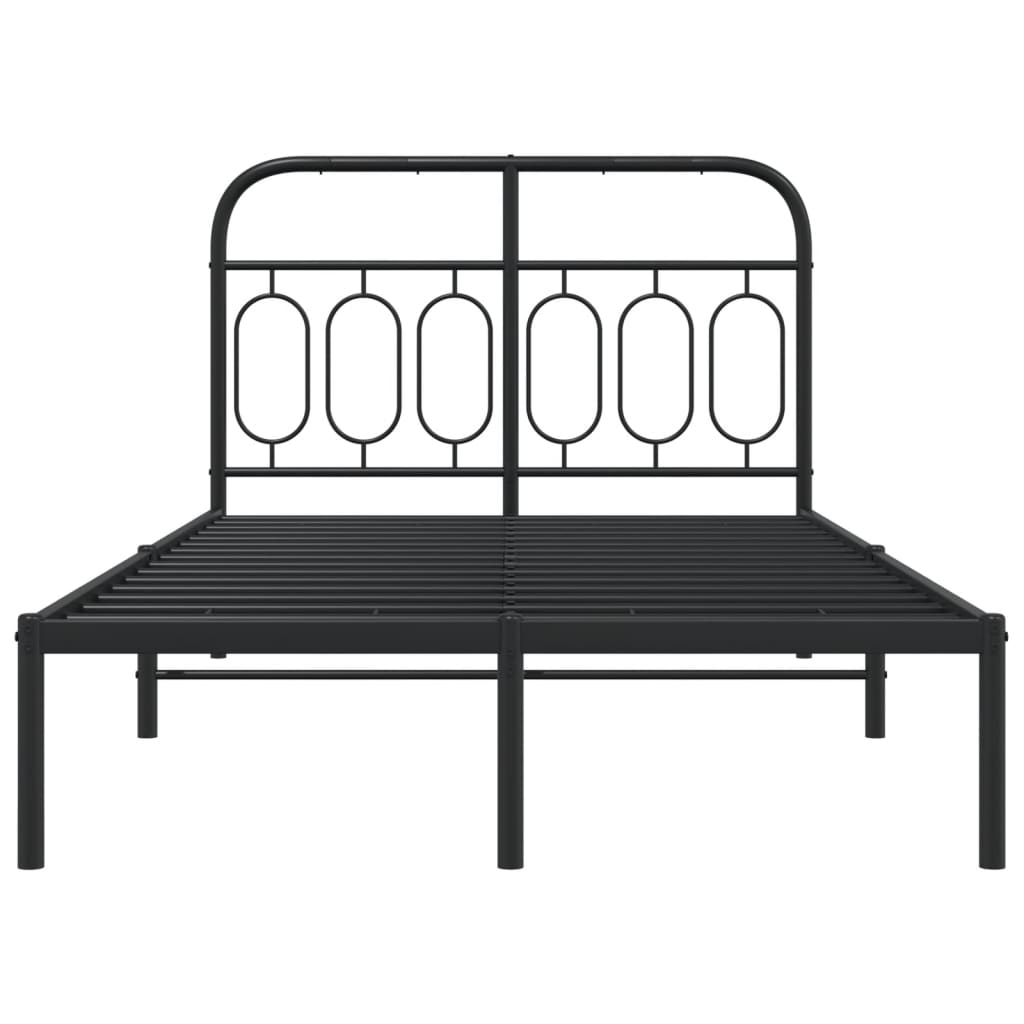 Metal Bed Frame with Headboard Black 120x200 cm