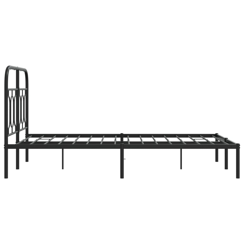 Metal Bed Frame with Headboard Black 120x200 cm