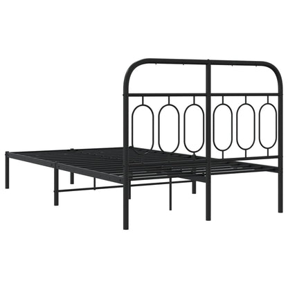 Metal Bed Frame with Headboard Black 120x200 cm