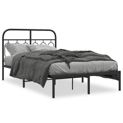 Metal Bed Frame with Headboard Black 120x200 cm