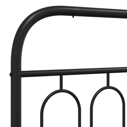 Metal Bed Frame with Headboard Black 140x190 cm