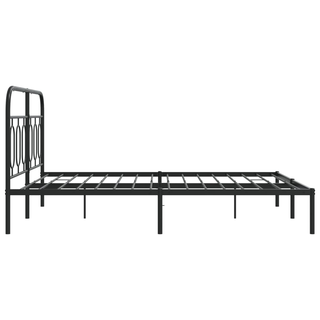 Metal Bed Frame with Headboard Black 150x200 cm King Size