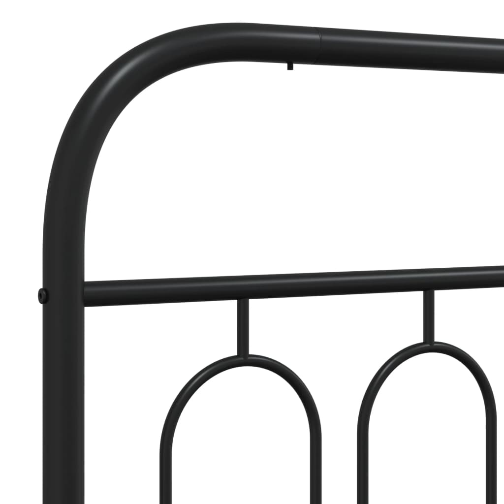 Metal Bed Frame with Headboard Black 150x200 cm King Size