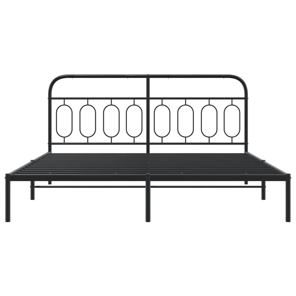 Metal Bed Frame without Mattress with Headboard Black 160x200 cm