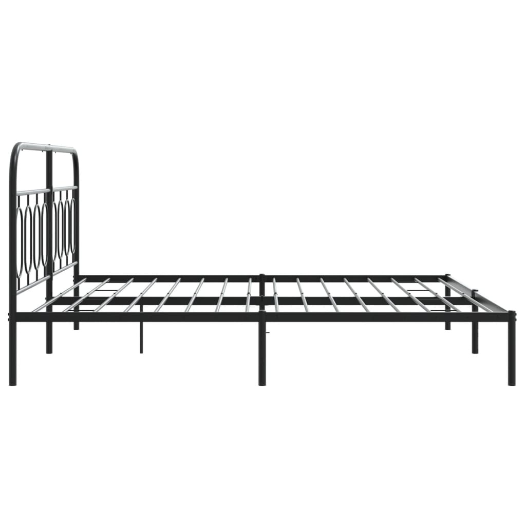 Metal Bed Frame without Mattress with Headboard Black 160x200 cm