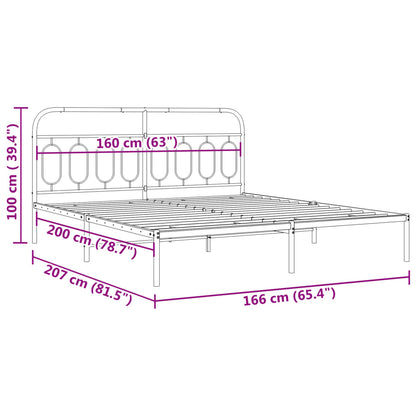 Metal Bed Frame without Mattress with Headboard Black 160x200 cm