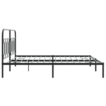 Metal Bed Frame with Headboard Black 180x200 cm Super King