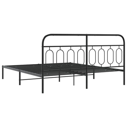 Metal Bed Frame with Headboard Black 180x200 cm Super King