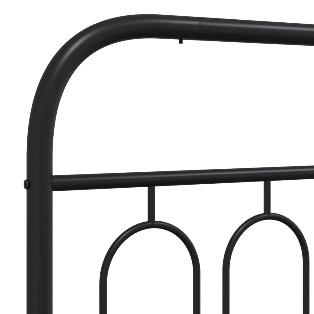 Metal Bed Frame with Headboard Black 180x200 cm Super King