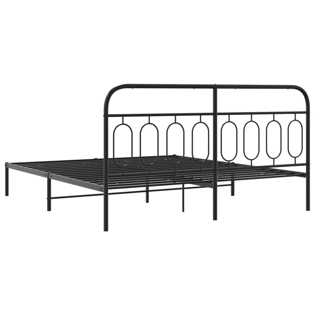 Metal Bed Frame with Headboard Black 183x213 cm