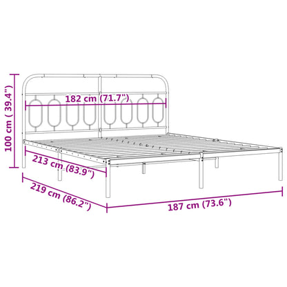 Metal Bed Frame with Headboard Black 183x213 cm