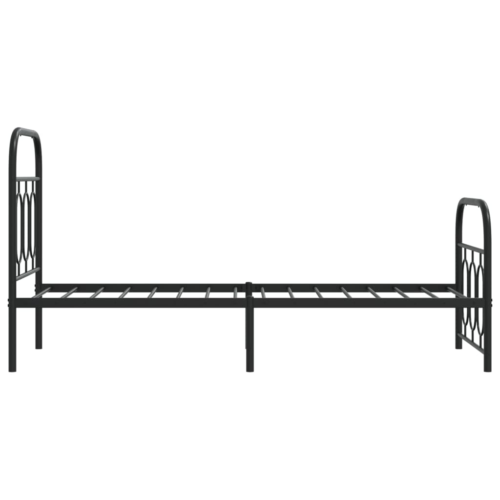 Metal Bed Frame with Headboard and Footboard Black 75x190 cm Small Single