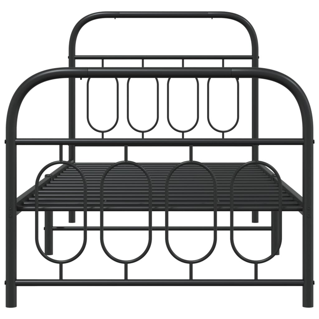 Metal Bed Frame without Mattress with Footboard Black 80x200 cm