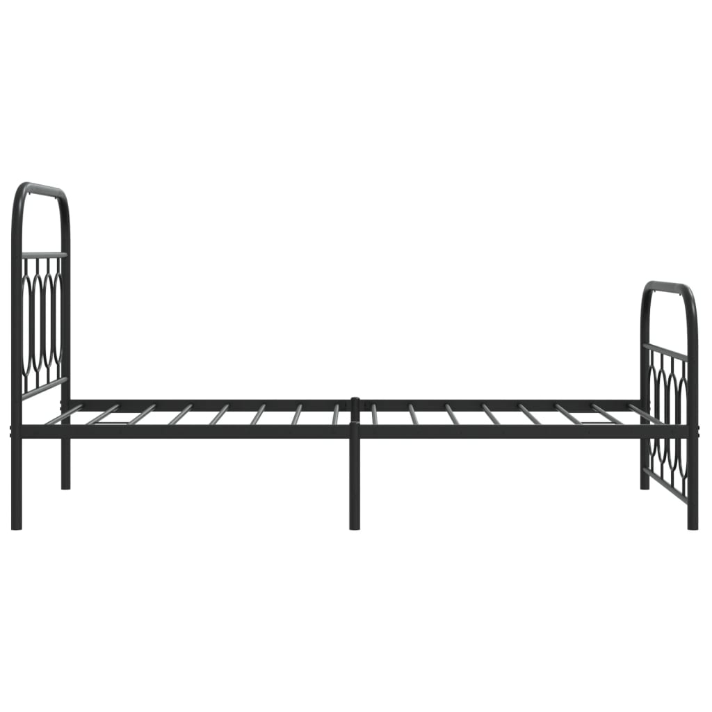 Metal Bed Frame without Mattress with Footboard Black 80x200 cm