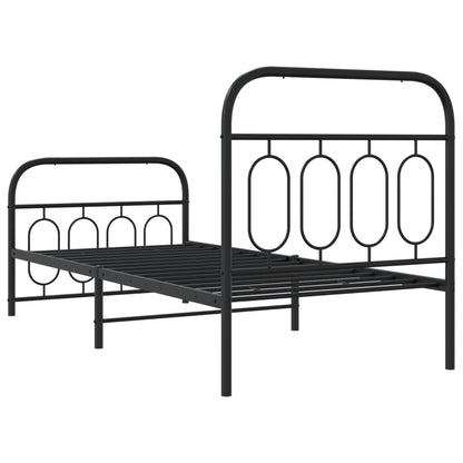 Metal Bed Frame without Mattress with Footboard Black 80x200 cm