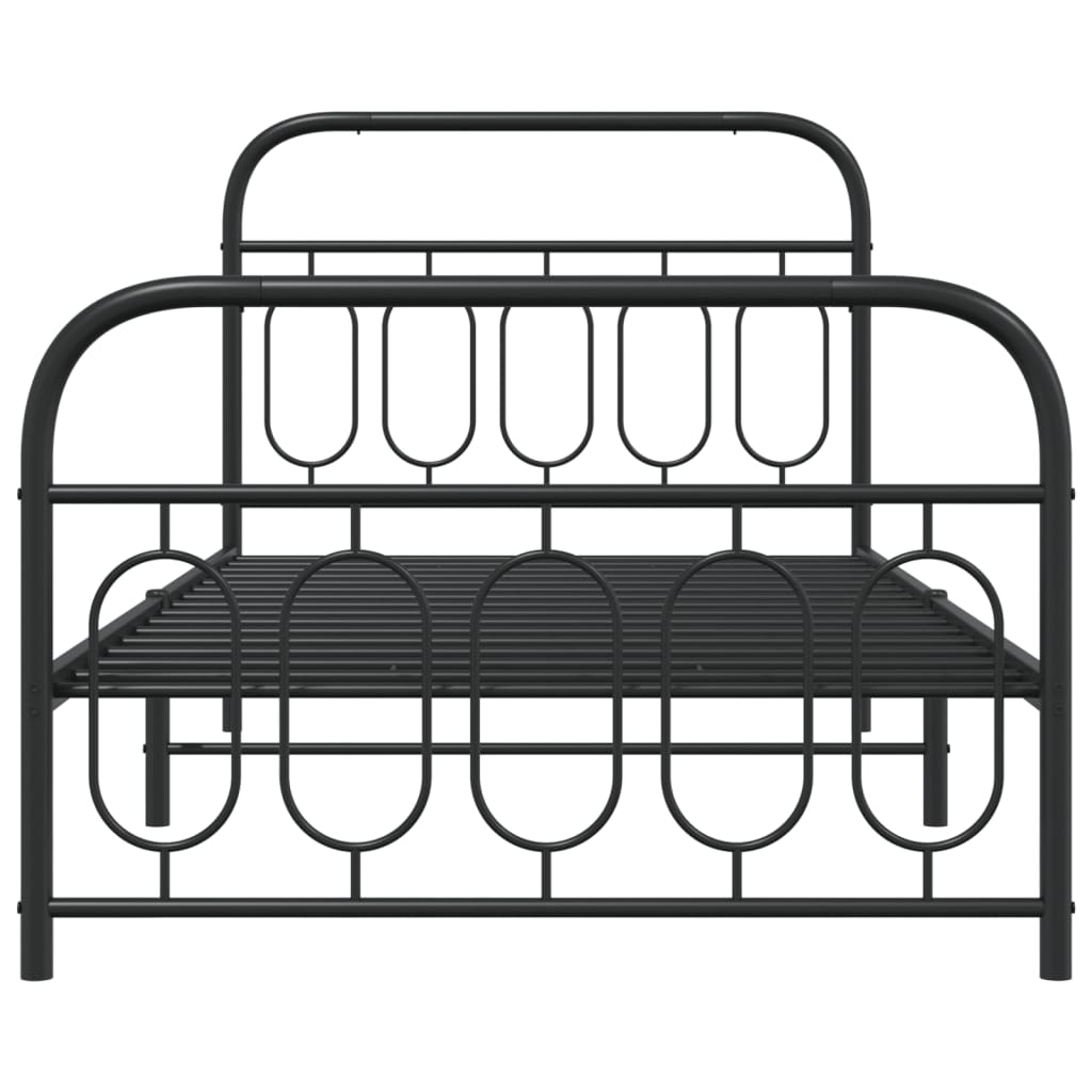 Metal Bed Frame with Headboard and Footboard Black 100x190 cm