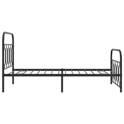 Metal Bed Frame with Headboard and Footboard Black 100x190 cm