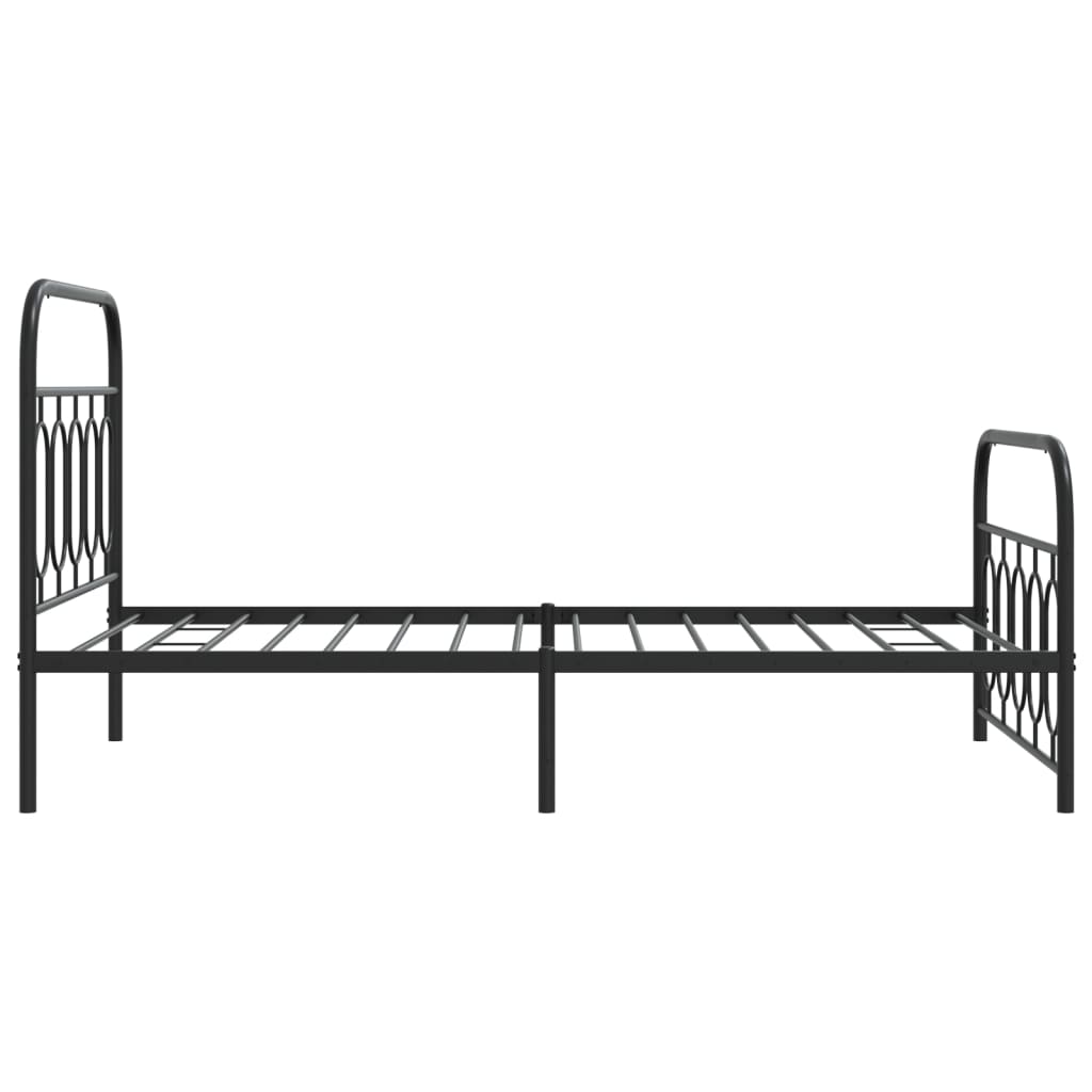 Metal Bed Frame with Headboard and Footboard Black 100x200 cm