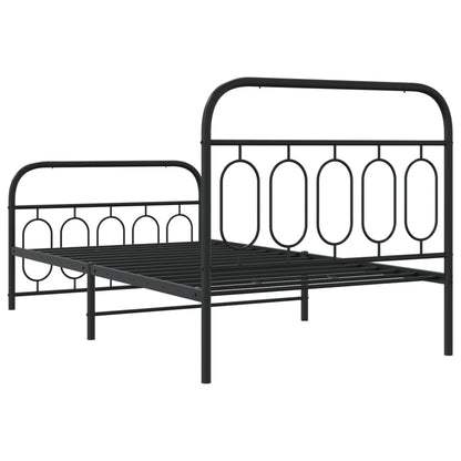 Metal Bed Frame with Headboard and Footboard Black 100x200 cm