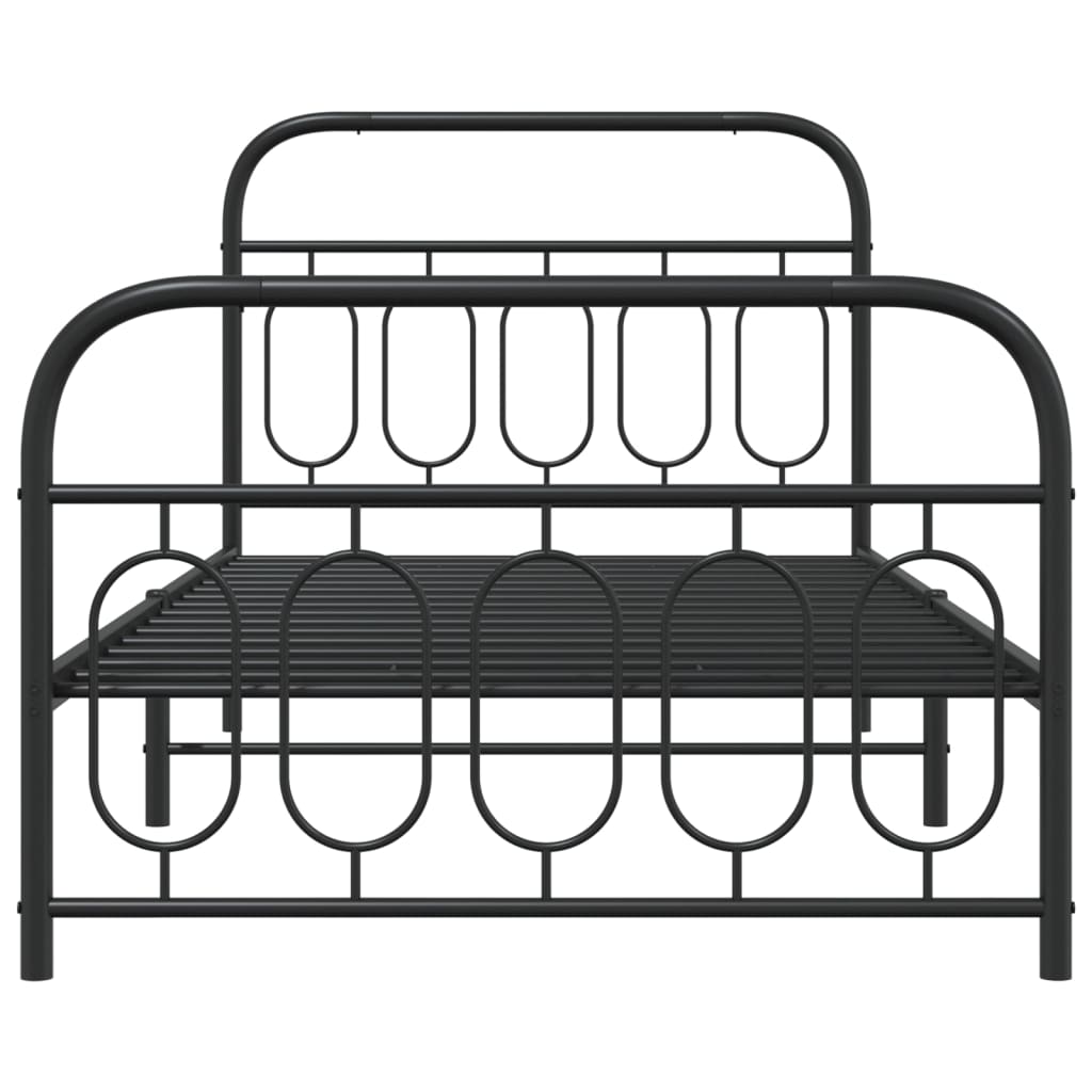 Metal Bed Frame with Headboard and Footboard Black 107x203 cm