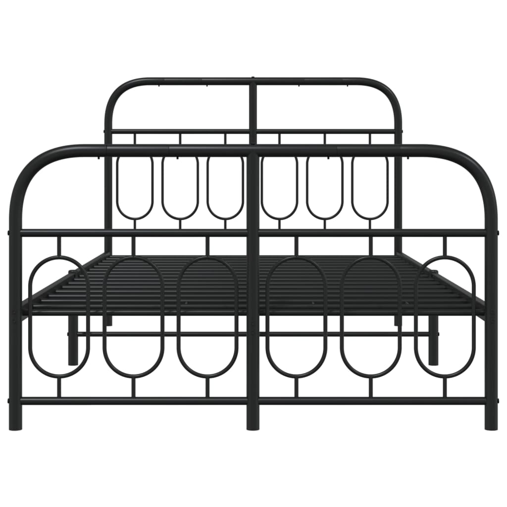 Metal Bed Frame with Headboard and Footboard Black 120x200 cm