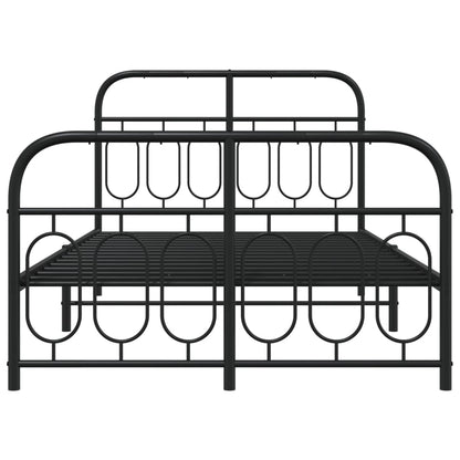 Metal Bed Frame with Headboard and Footboard Black 120x200 cm