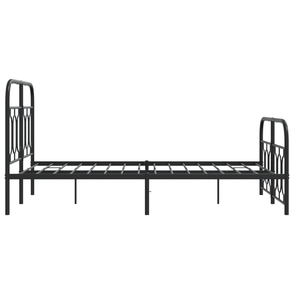 Metal Bed Frame with Headboard and Footboard Black 120x200 cm