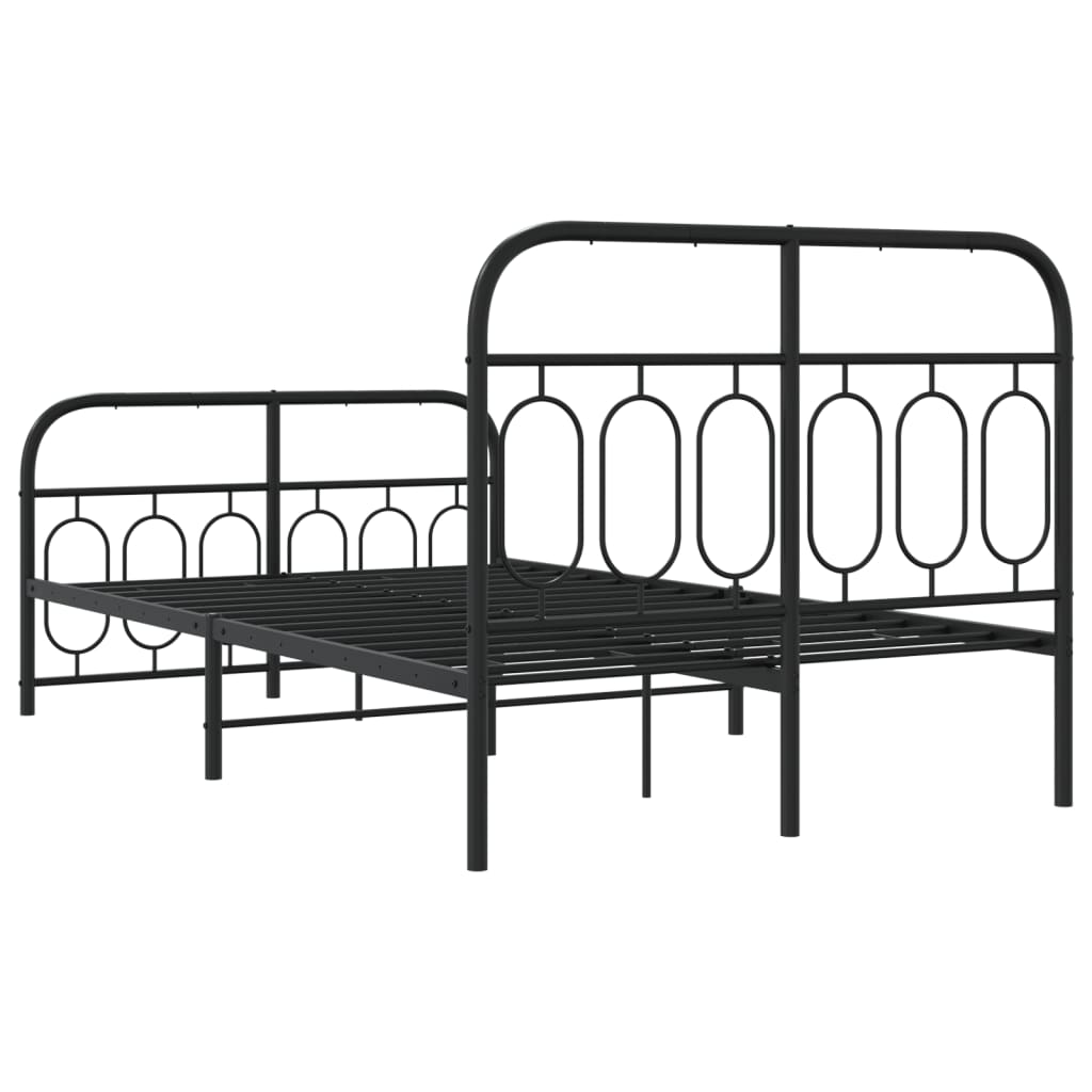 Metal Bed Frame with Headboard and Footboard Black 120x200 cm