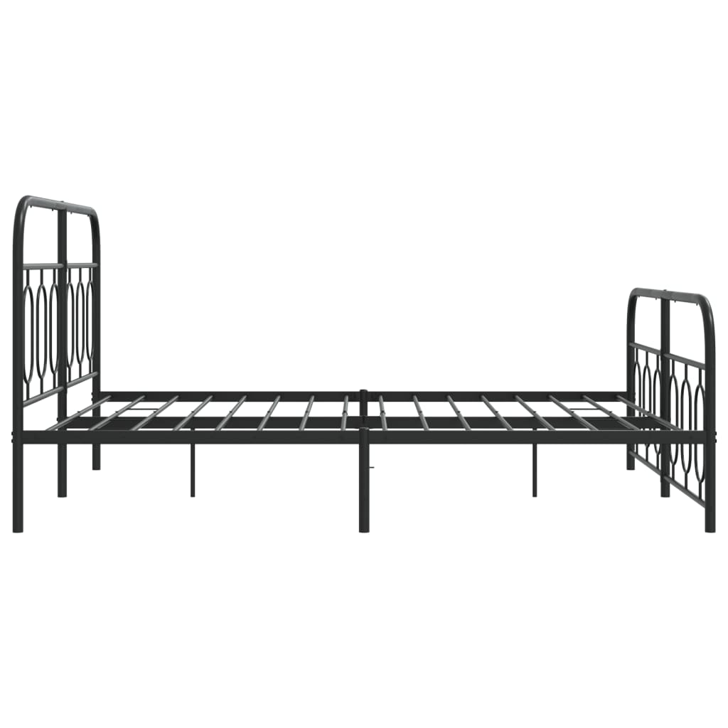 Metal Bed Frame with Headboard and Footboard Black 135x190 cm Double