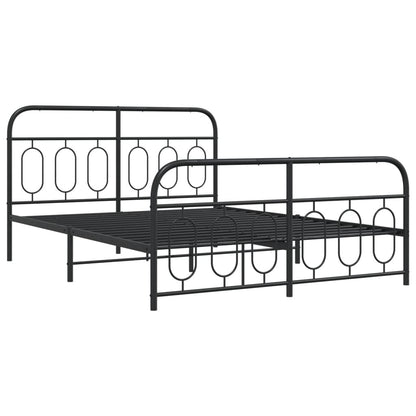 Metal Bed Frame with Headboard and Footboard Black 140x190 cm