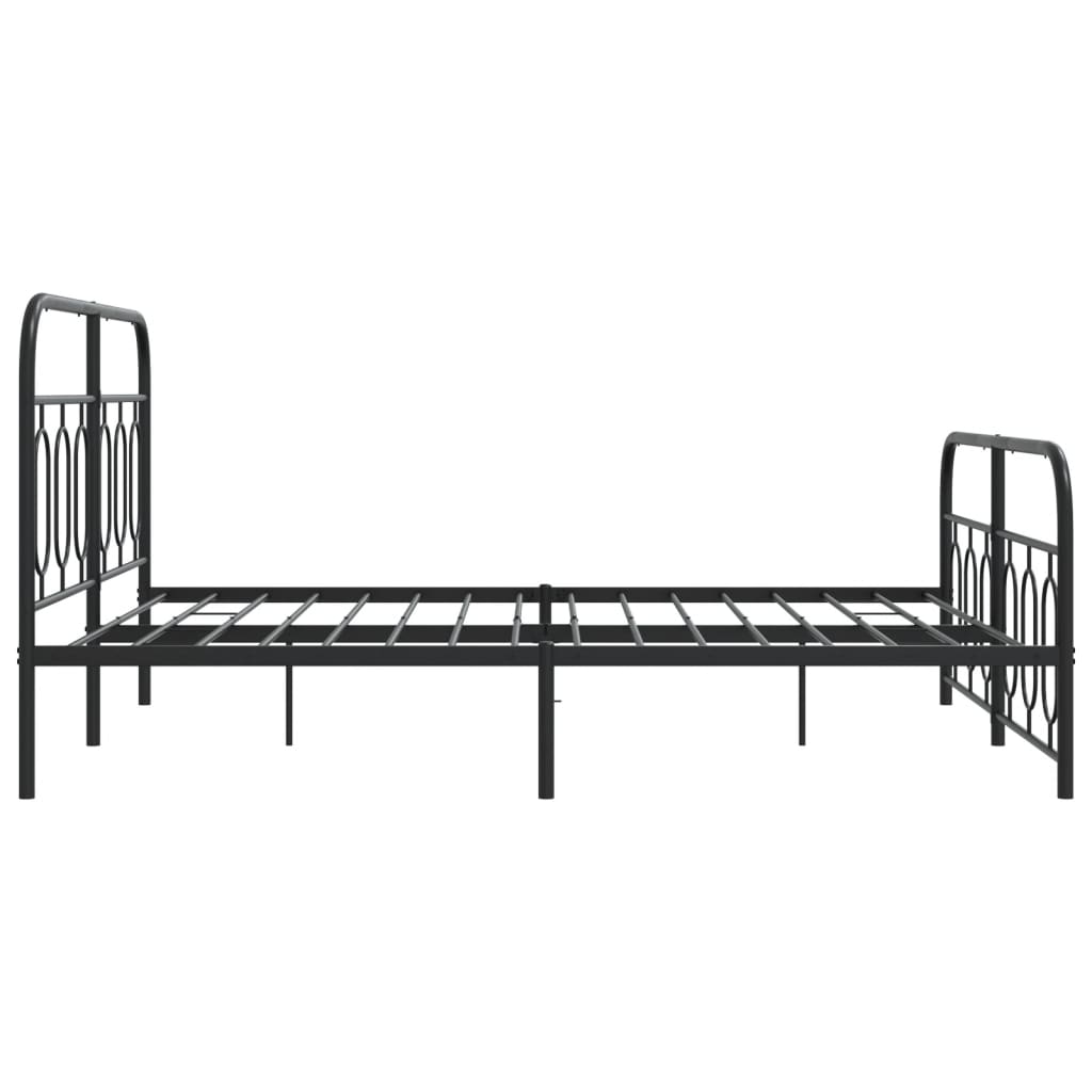 Metal Bed Frame with Headboard and Footboard Black 140x190 cm