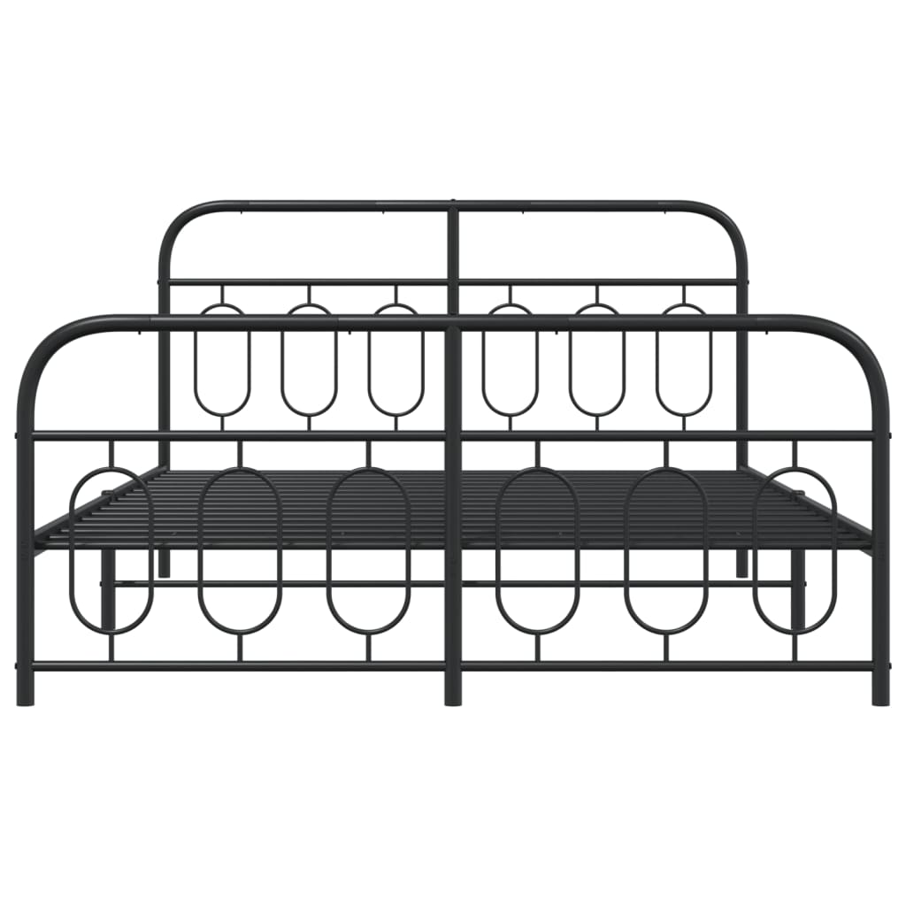 Metal Bed Frame with Headboard and Footboard Black 140x200 cm