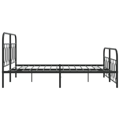 Metal Bed Frame with Headboard and Footboard Black 140x200 cm