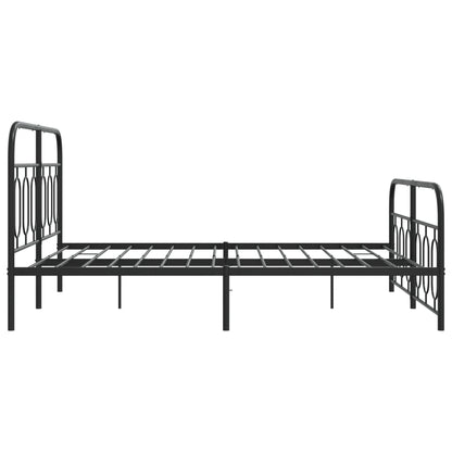 Metal Bed Frame with Headboard and Footboard Black 150x200 cm King Size