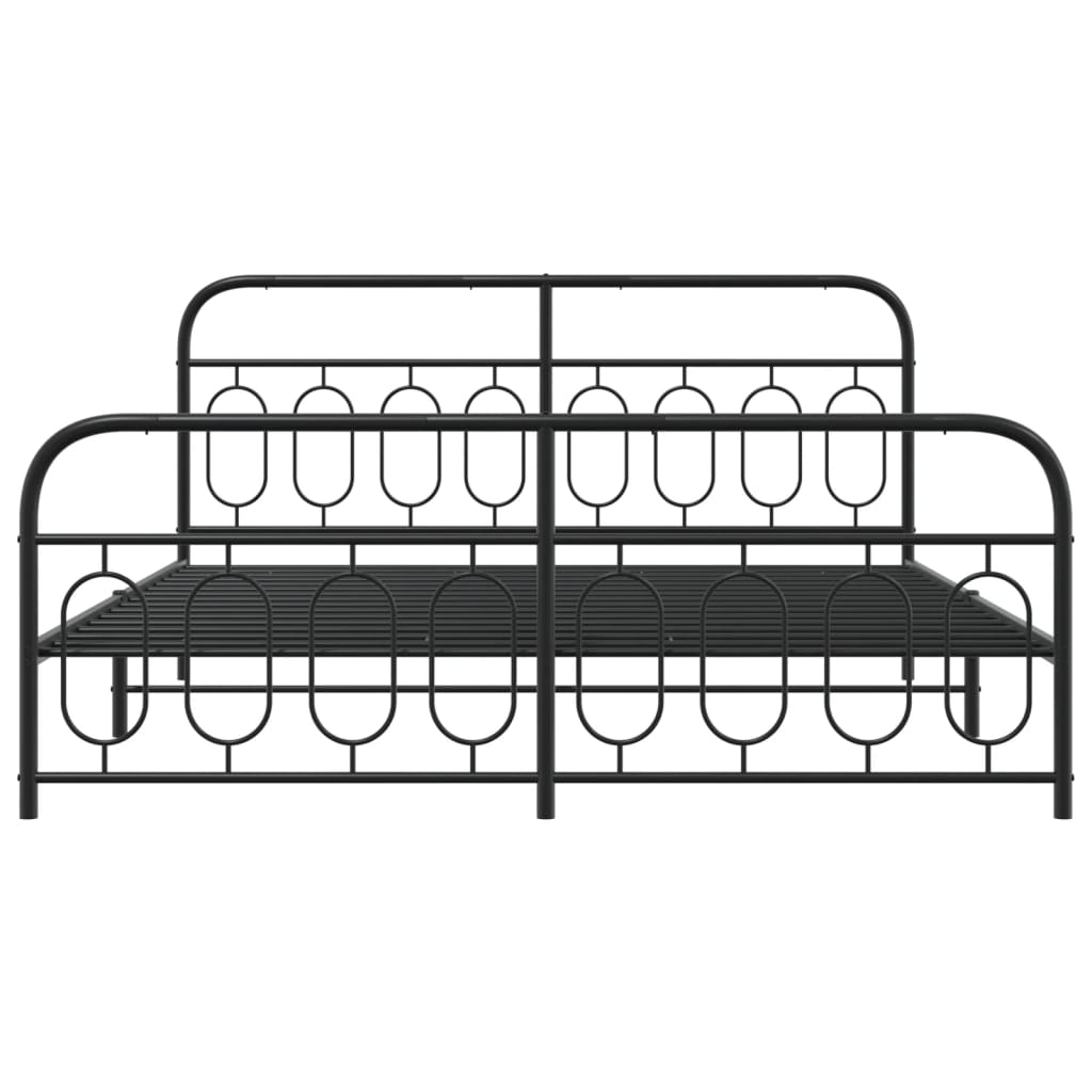 Metal Bed Frame with Headboard and Footboard Black 180x200 cm Super King