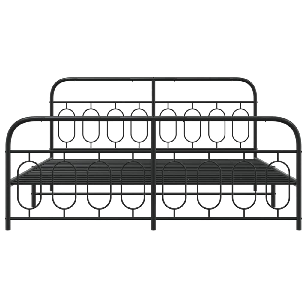 Metal Bed Frame with Headboard and Footboard Black 183x213 cm