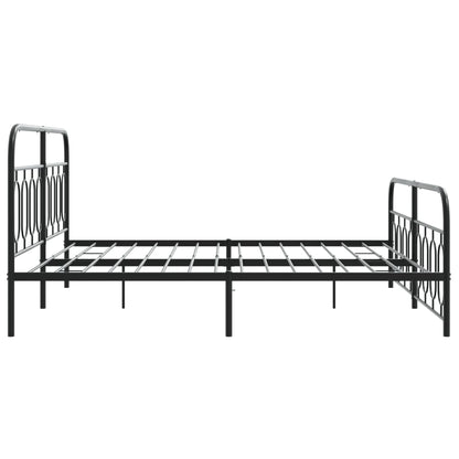 Metal Bed Frame with Headboard and Footboard Black 183x213 cm