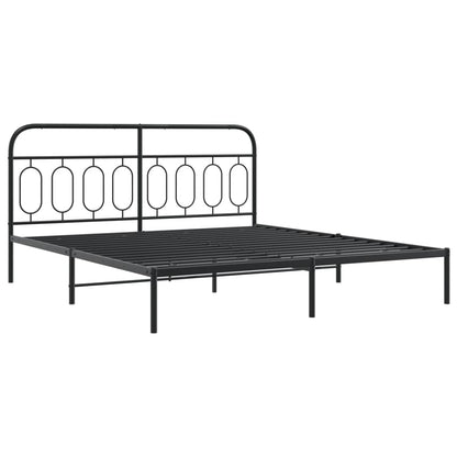 Metal Bed Frame with Headboard and Footboard Black 193x203 cm